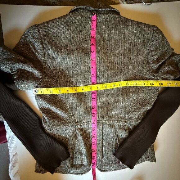 BCBG MaxAzria Women's Blazer Tweed Knit Sleeve Wool Silk Jacket Academia Y2K XS - Picture 7 of 10